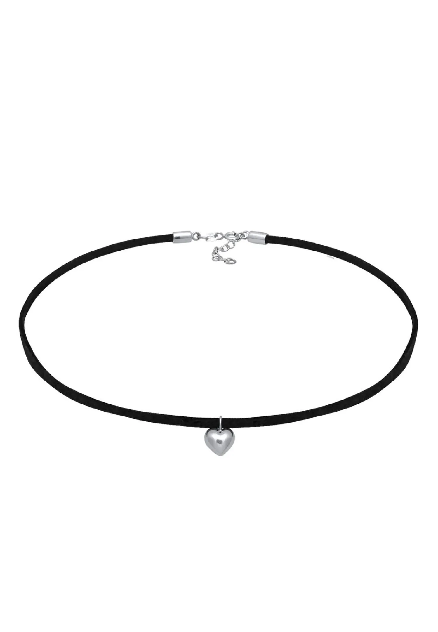 Elli Dames Choker Hart Hanger Velours Look In 925 Sterling Zilver