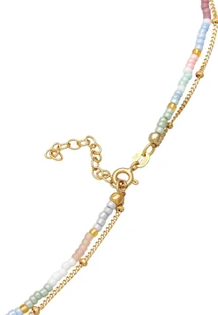 Elli Dames Choker Laagje Hart Hanger Glas Kralen In 925 Sterling Zilver Verguld