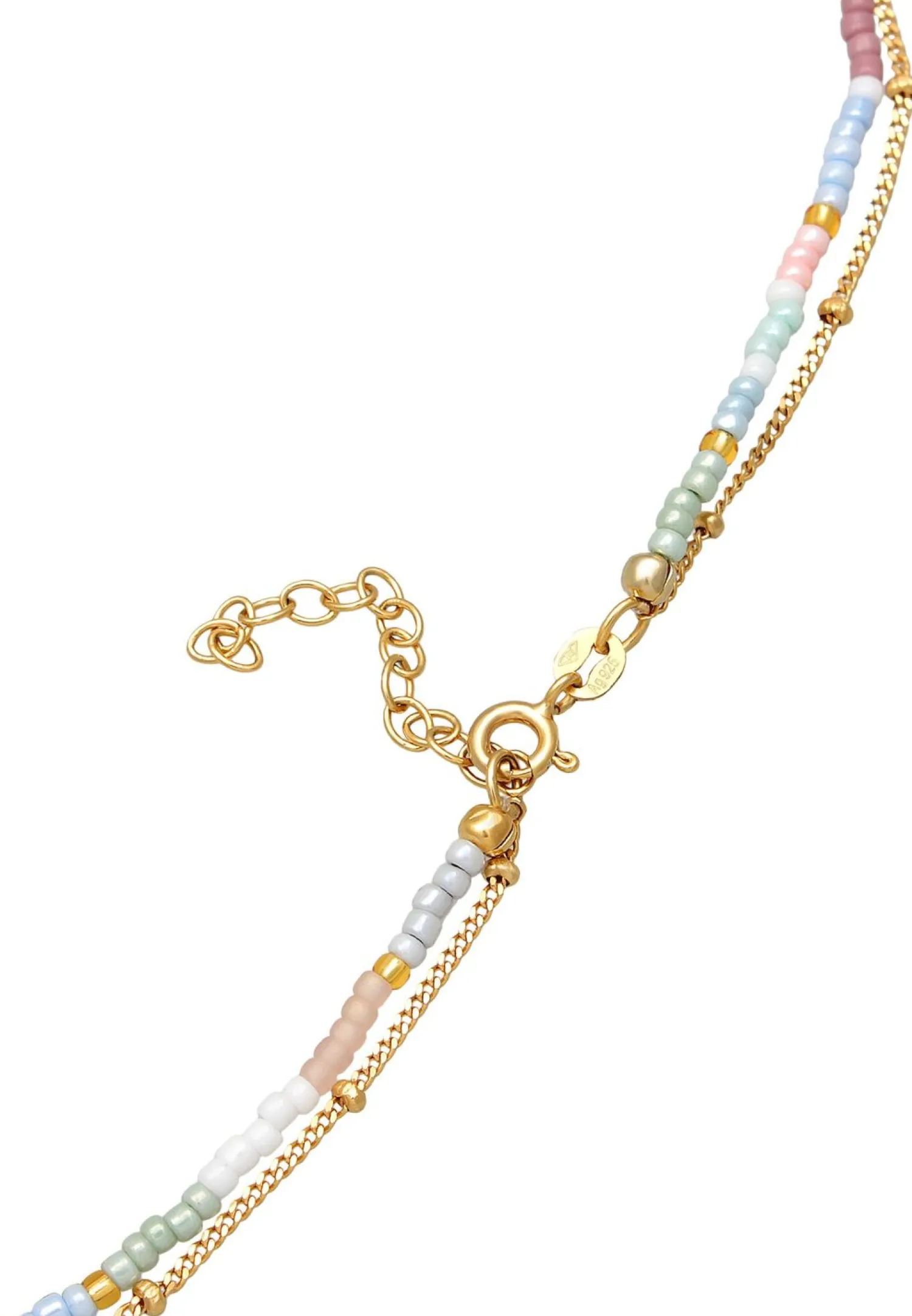 Elli Dames Choker Laagje Hart Hanger Glas Kralen In 925 Sterling Zilver Verguld