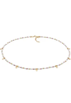 Elli Dames Choker Plaatje Glazen Kralen In 925 Sterling Zilver Verguld