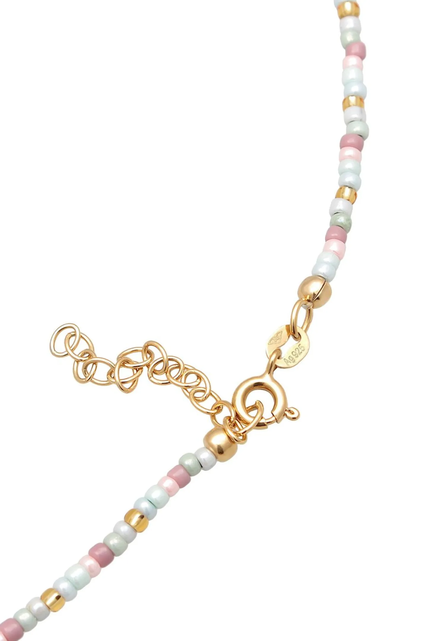 Elli Dames Choker Plaatje Glazen Kralen In 925 Sterling Zilver Verguld