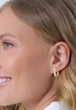Elli Dames Creools Ovaal Chunky Clip-Sluiting In 925 Sterling Zilver