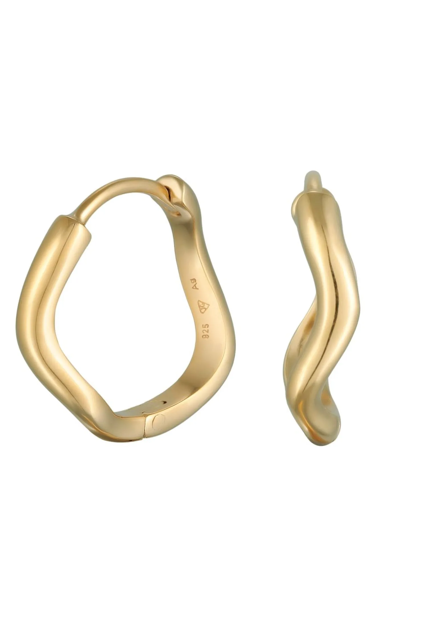 Elli Dames Creools Wave Design In 925 Sterling Zilver Verguld