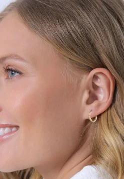 Elli Dames Creools Wave Design In 925 Sterling Zilver Verguld