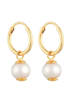 Elli Dames Creoolse Hanger Elegant Met Zoetwater Gekweekte Parels In 925 Sterling Zilver Verguld