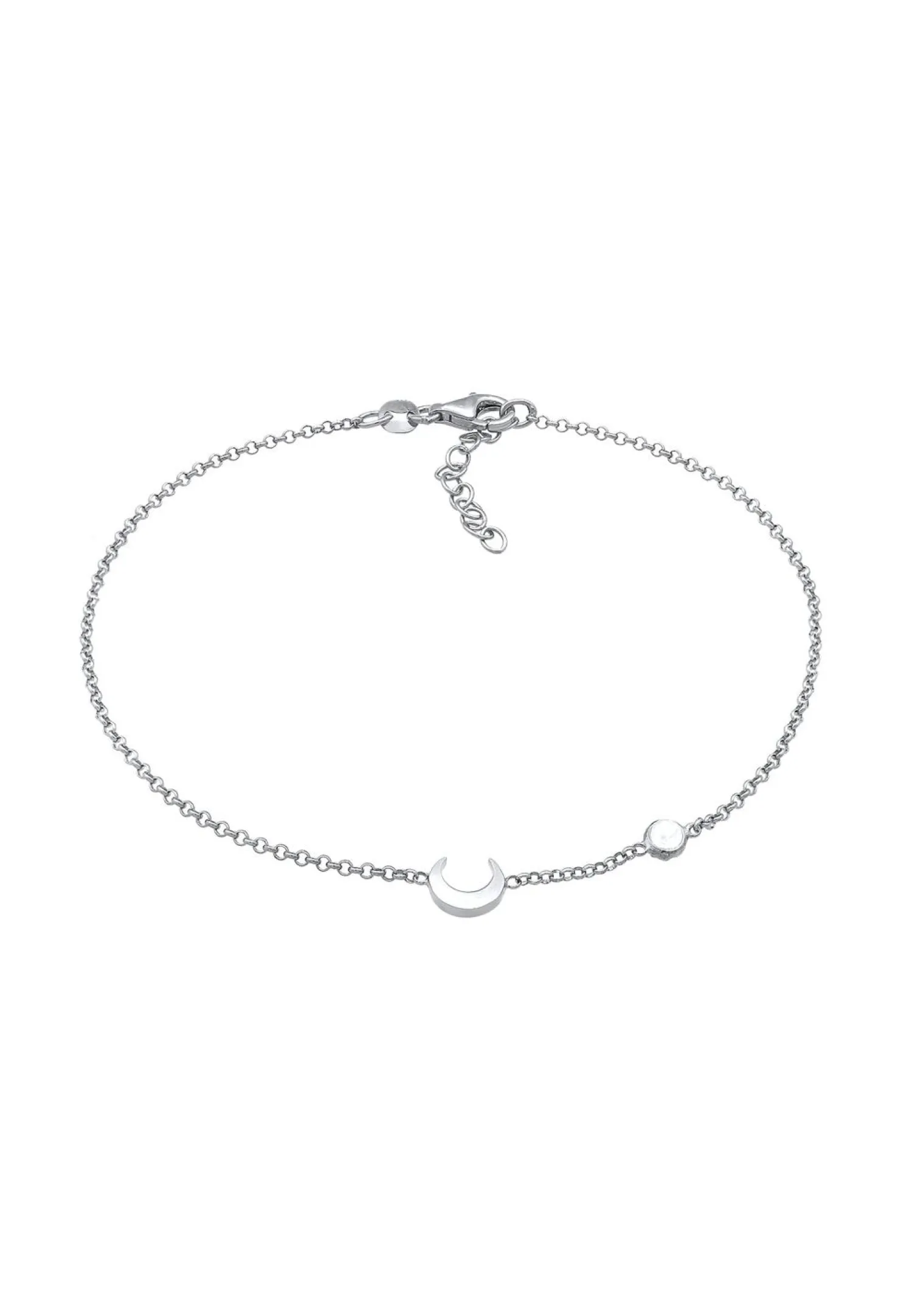 Elli Dames Enkelbandje Halve Maan Astro Met Maansteen In 925 Sterling Zilver
