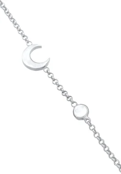 Elli Dames Enkelbandje Halve Maan Astro Met Maansteen In 925 Sterling Zilver