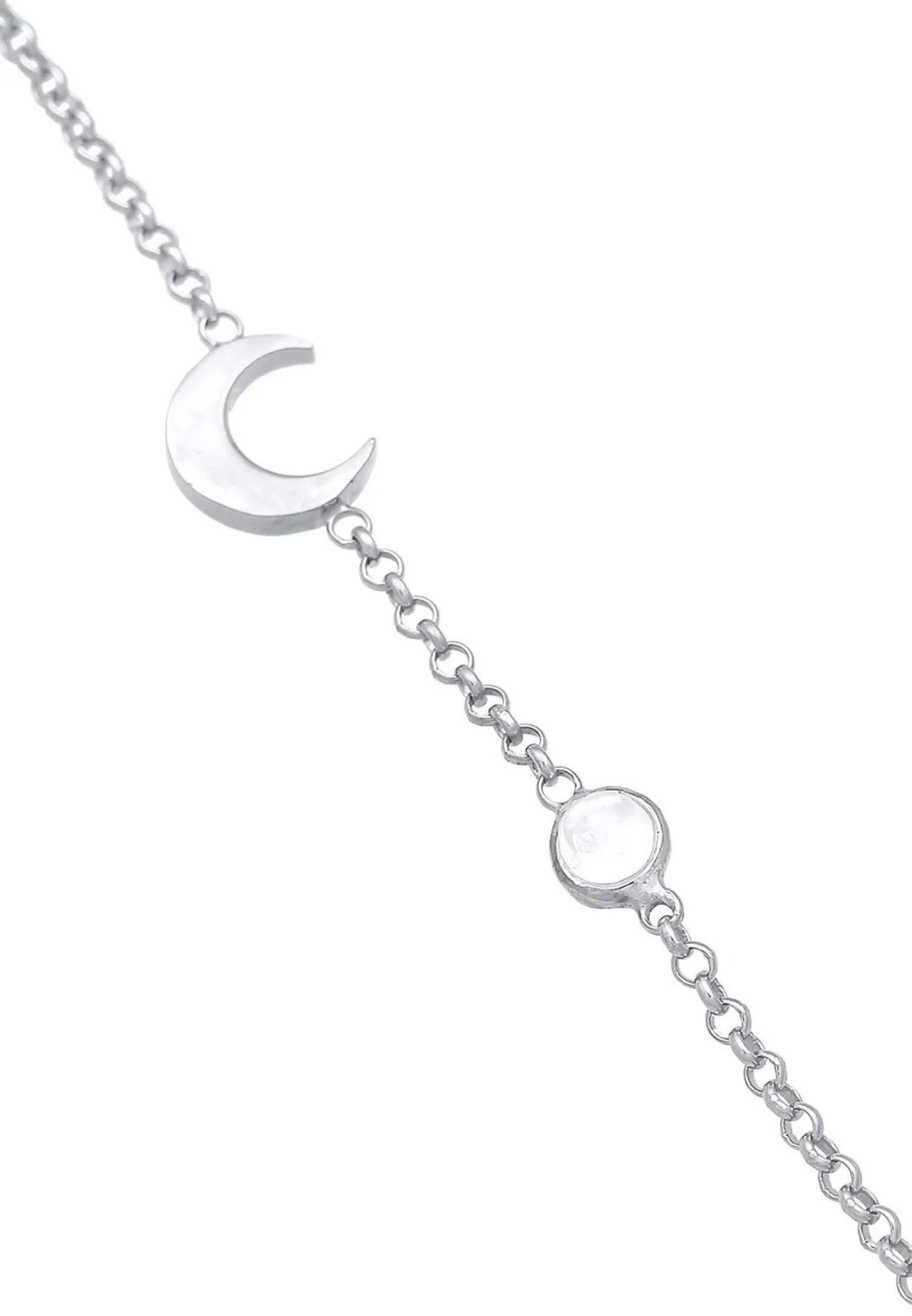Elli Dames Enkelbandje Halve Maan Astro Met Maansteen In 925 Sterling Zilver
