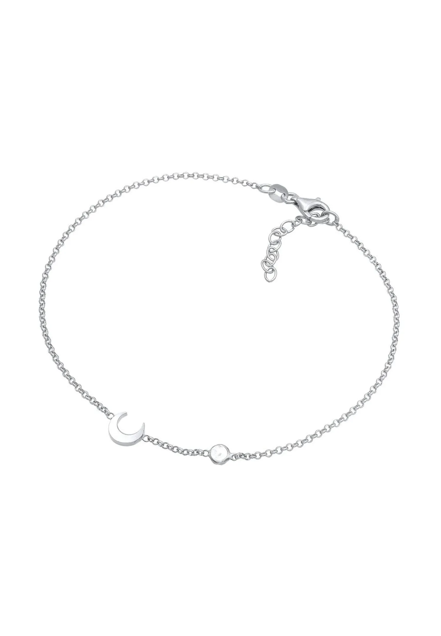 Elli Dames Enkelbandje Halve Maan Astro Met Maansteen In 925 Sterling Zilver