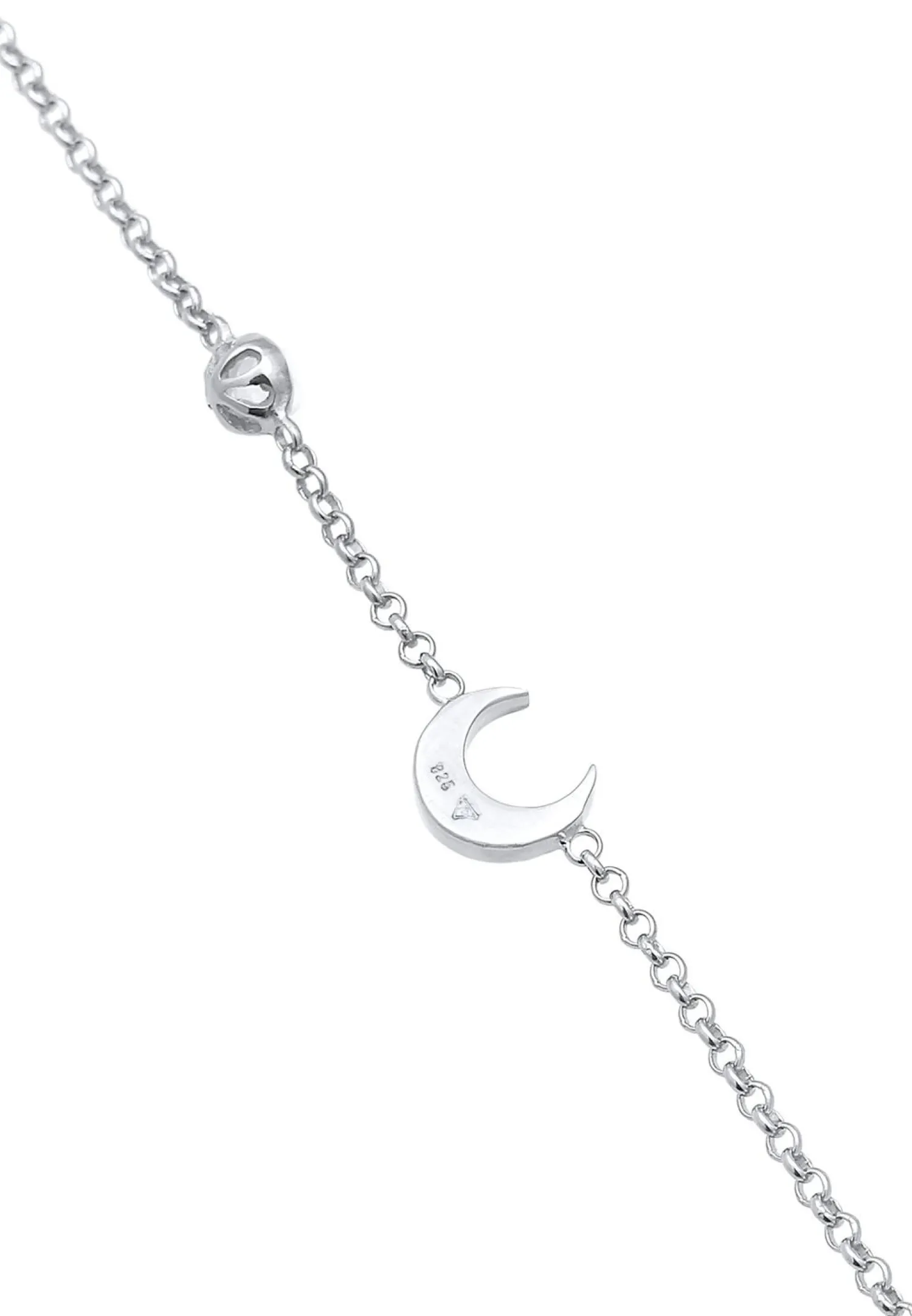 Elli Dames Enkelbandje Halve Maan Astro Met Maansteen In 925 Sterling Zilver
