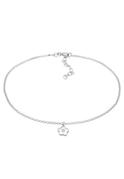 Elli Dames Enkelbandje Hanger Bloem Eenvoudig Met Kristallen In 925 Sterling Zilver