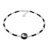 Elli Dames Enkelbandje Yin Yang Met Glazen Kralen In 925 Sterling Zilver