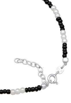 Elli Dames Enkelbandje Yin Yang Met Glazen Kralen In 925 Sterling Zilver