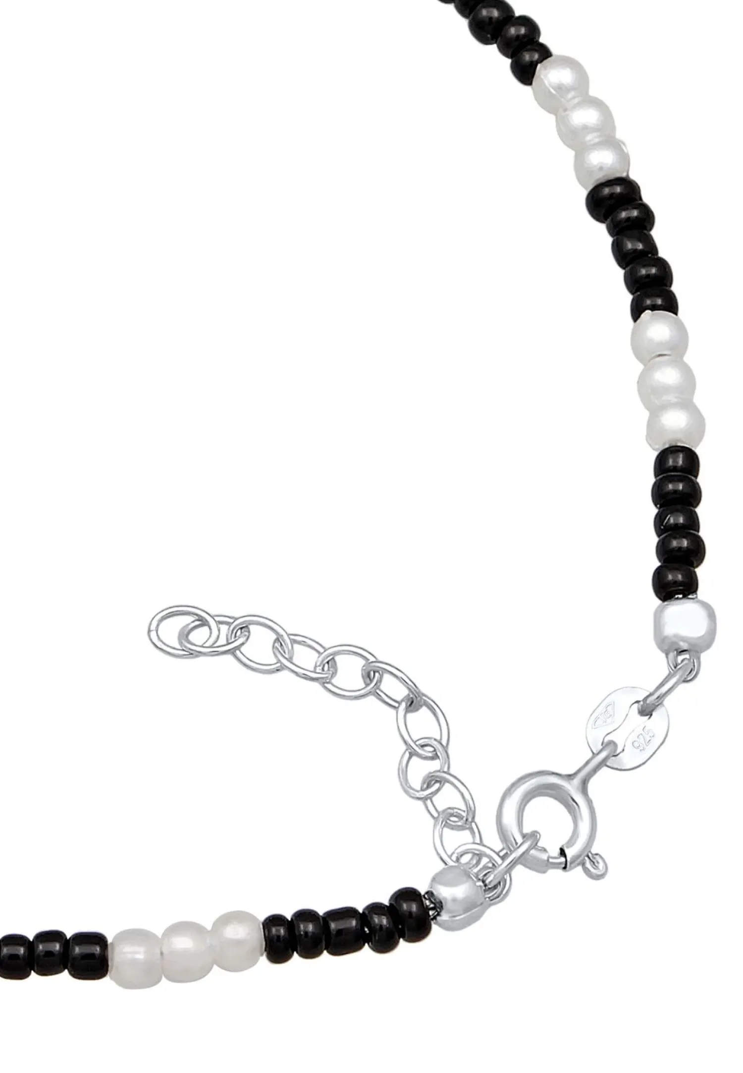 Elli Dames Enkelbandje Yin Yang Met Glazen Kralen In 925 Sterling Zilver