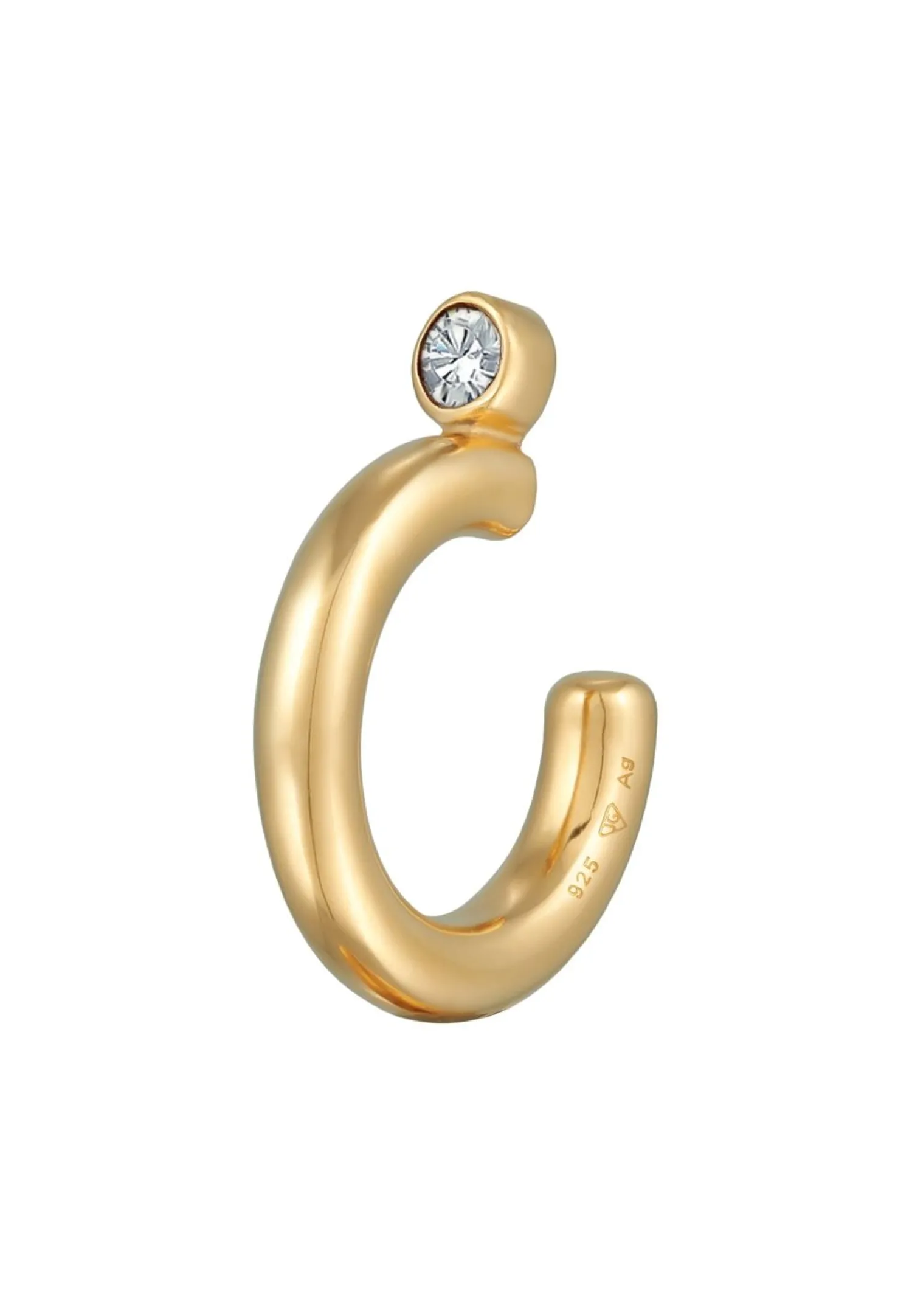 Elli Dames Oorklem Eenzaam Basis Met Kristal In 925 Sterling Zilver Verguld