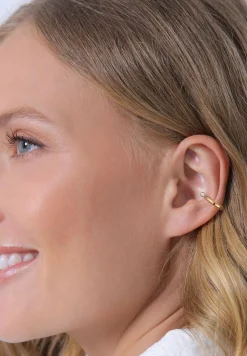 Elli Dames Oorklem Eenzaam Basis Met Kristal In 925 Sterling Zilver Verguld
