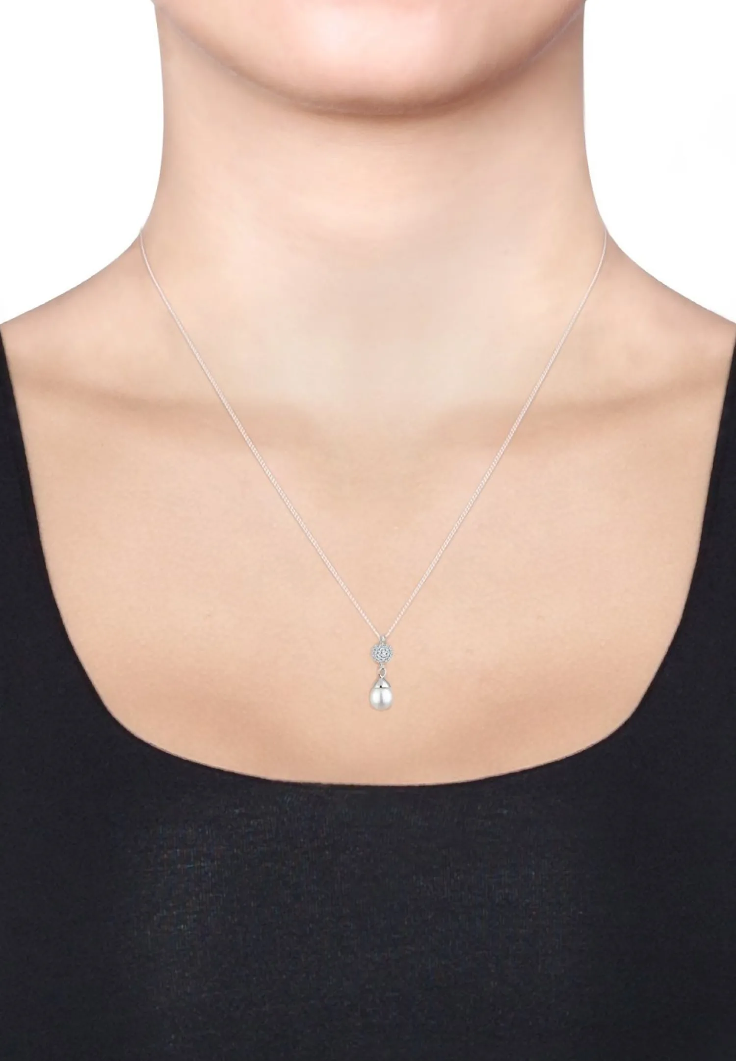 Elli Dames Parel Met Kristallen In 925 Sterling Zilver