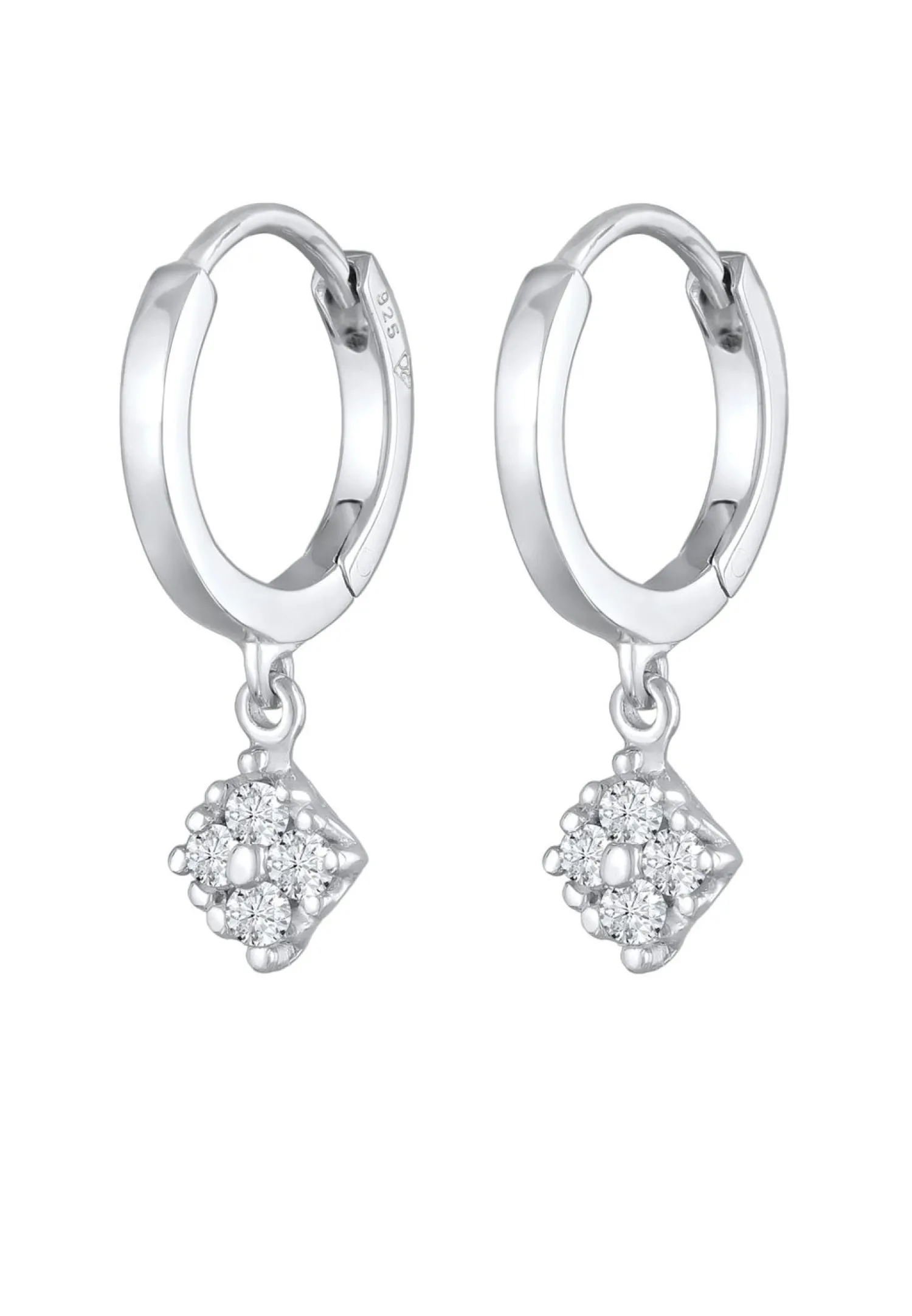 Elli DIAMONDS Dames Creools Hanger Fonkelend Met Diamant (0,056 Ct.) In 925 Sterling Zilver