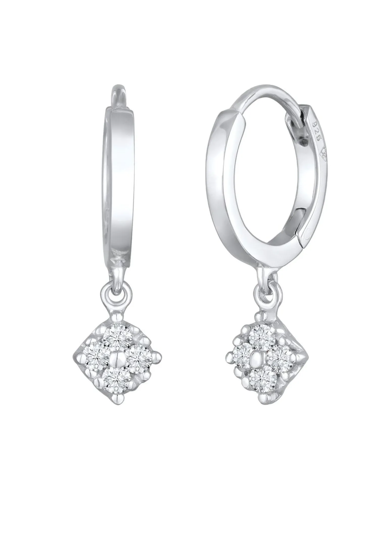 Elli DIAMONDS Dames Creools Hanger Fonkelend Met Diamant (0,056 Ct.) In 925 Sterling Zilver