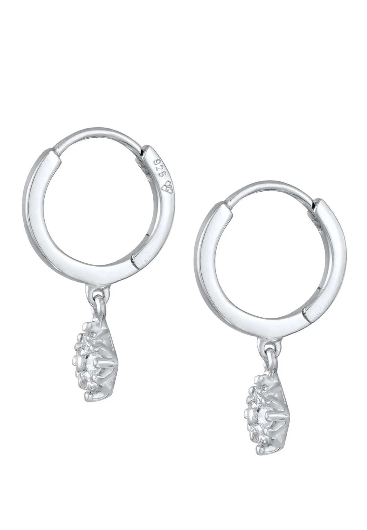Elli DIAMONDS Dames Creools Hanger Fonkelend Met Diamant (0,056 Ct.) In 925 Sterling Zilver