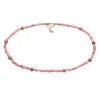 Elli PREMIUM Dames Choker Glaskralen Met Agaat In 925 Sterling Zilver Verguld