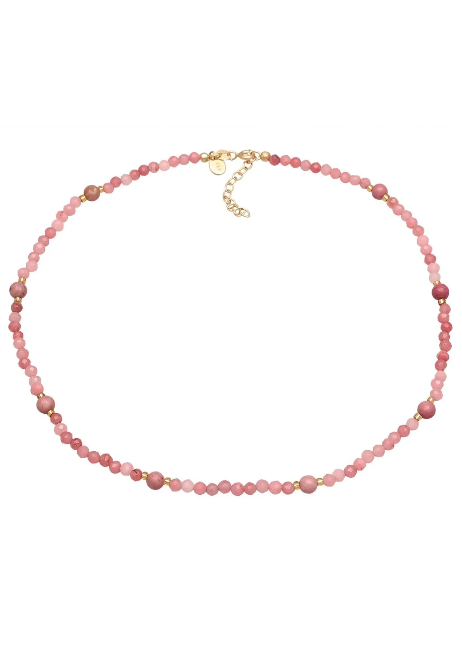 Elli PREMIUM Dames Choker Glaskralen Met Agaat In 925 Sterling Zilver Verguld