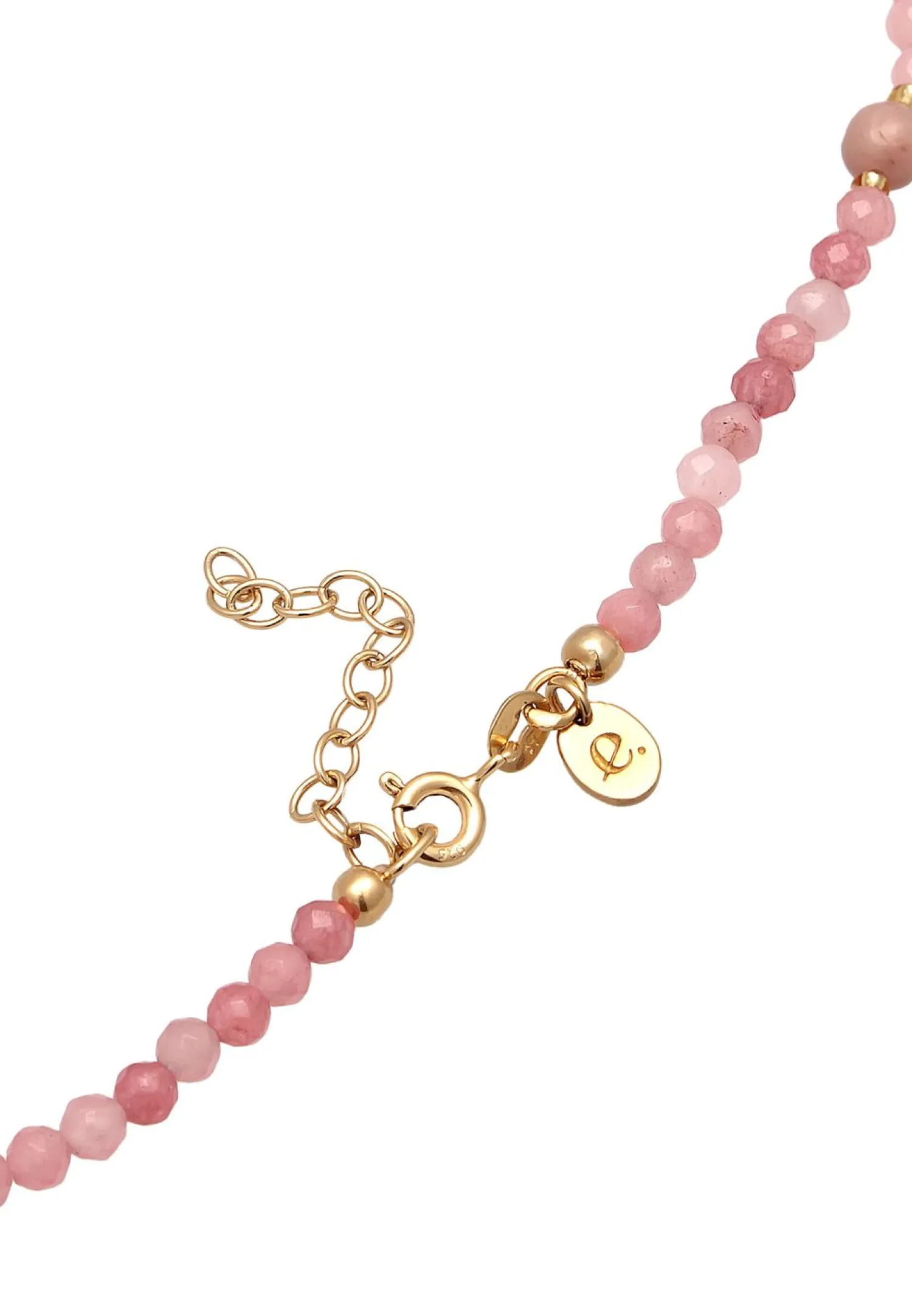 Elli PREMIUM Dames Choker Glaskralen Met Agaat In 925 Sterling Zilver Verguld