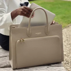 Isabel Bernard Honore Dames Handtas/Laptoptas Leer - Taupe