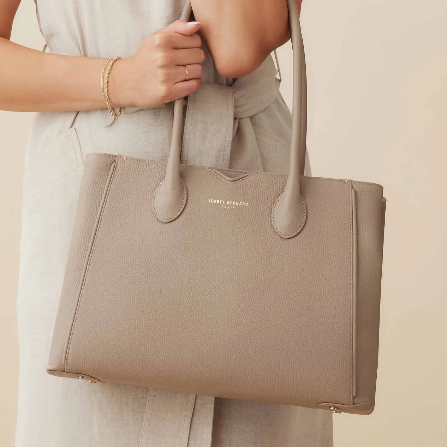 Isabel Bernard Honore Dames Handtas Leer - Taupe