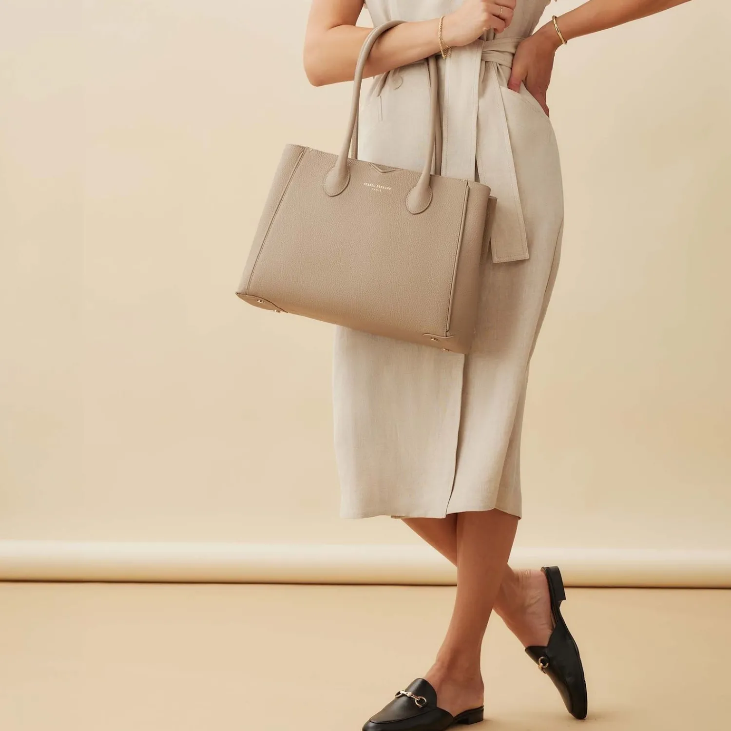 Isabel Bernard Honore Dames Handtas Leer - Taupe