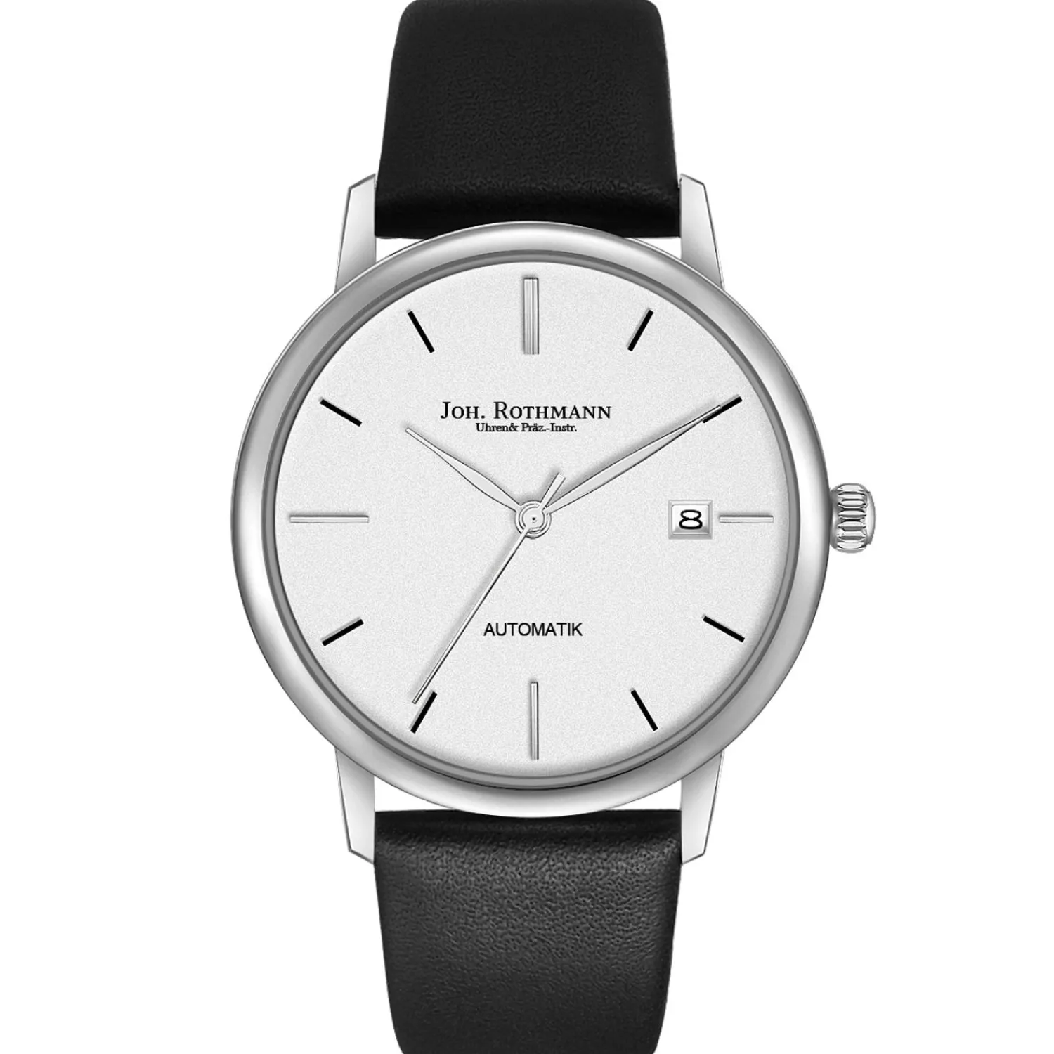 Joh. Rothmann Zelfopwindend Horloge Classic In Zilver Echt Leer In Zwart