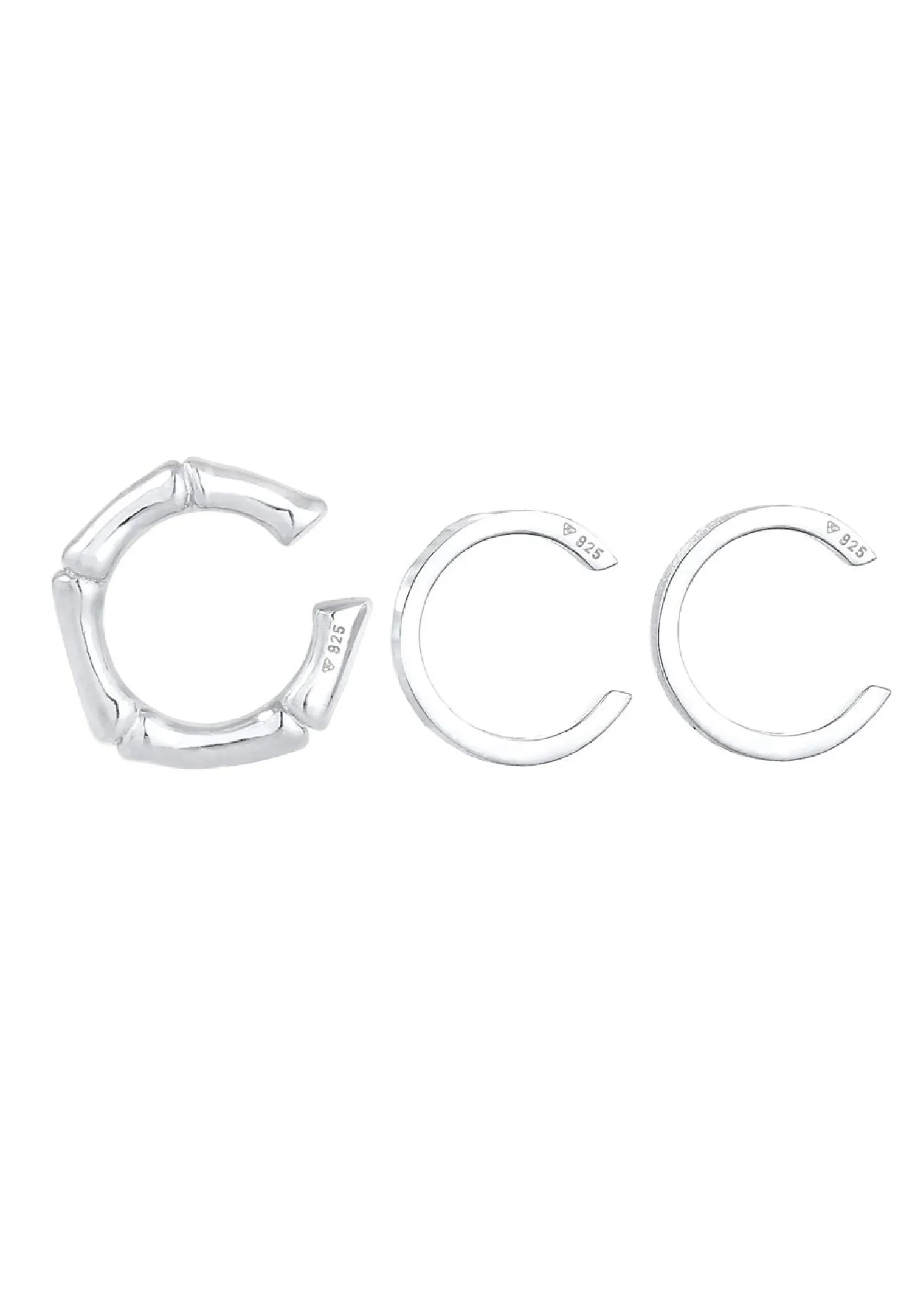 KUZZOI Heren Oorklem Set Van 3 Geo Organiek In 925 Sterling Zilver
