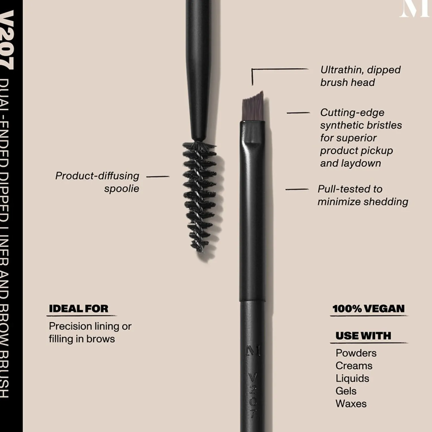Morphe Vegan Pro Series V207 Dubbelzijdige Dipliner En Wenkbrauwpenseel