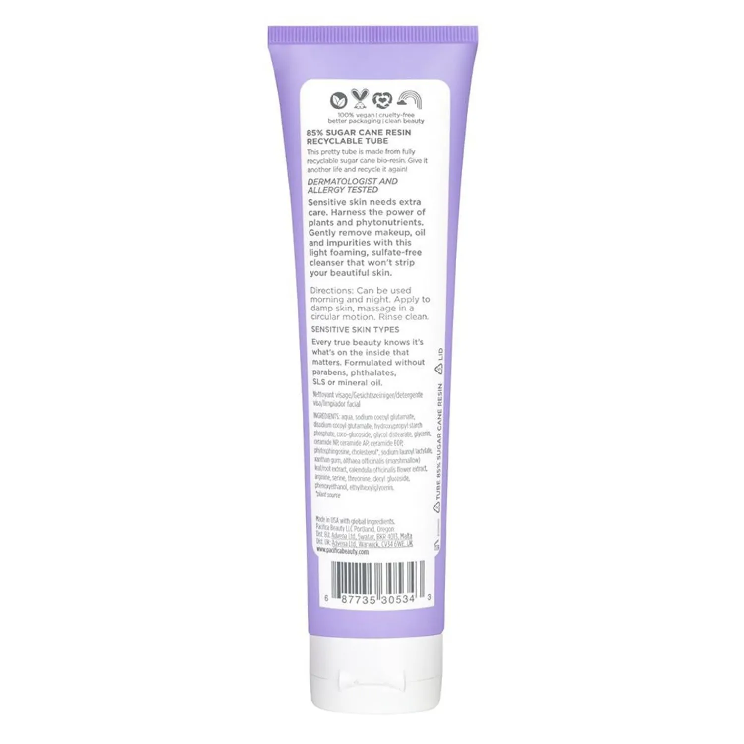 Pacifica Vegan Ceramide Extra Zachte Gezichtswas