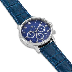 Rhodenwald & Söhne Rhodenwald & Sohne Chronograaf Moonlight In Zilver Echt Leer In Blauw