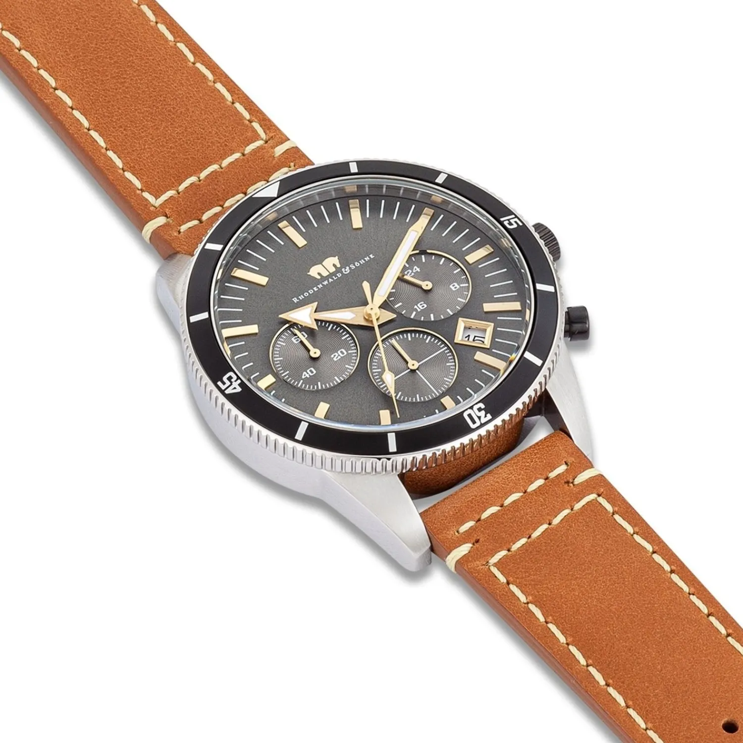 Rhodenwald & Söhne Rhodenwald & Sohne Chronograaf Classic Van Echt Leer In Bruin