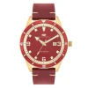 Rhodenwald & Söhne Rhodenwald & Sohne Quartz Horloge Vintage Ii Van Echt Leer In Rood