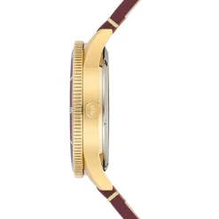 Rhodenwald & Söhne Rhodenwald & Sohne Quartz Horloge Vintage Ii Van Echt Leer In Rood