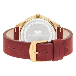 Rhodenwald & Söhne Rhodenwald & Sohne Quartz Horloge Vintage Ii Van Echt Leer In Rood