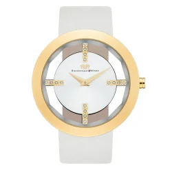 Rhodenwald & Söhne Rhodenwald & Sohne Quartz Horloge Lucrezia In Geelgoud Echt Leer In Wit