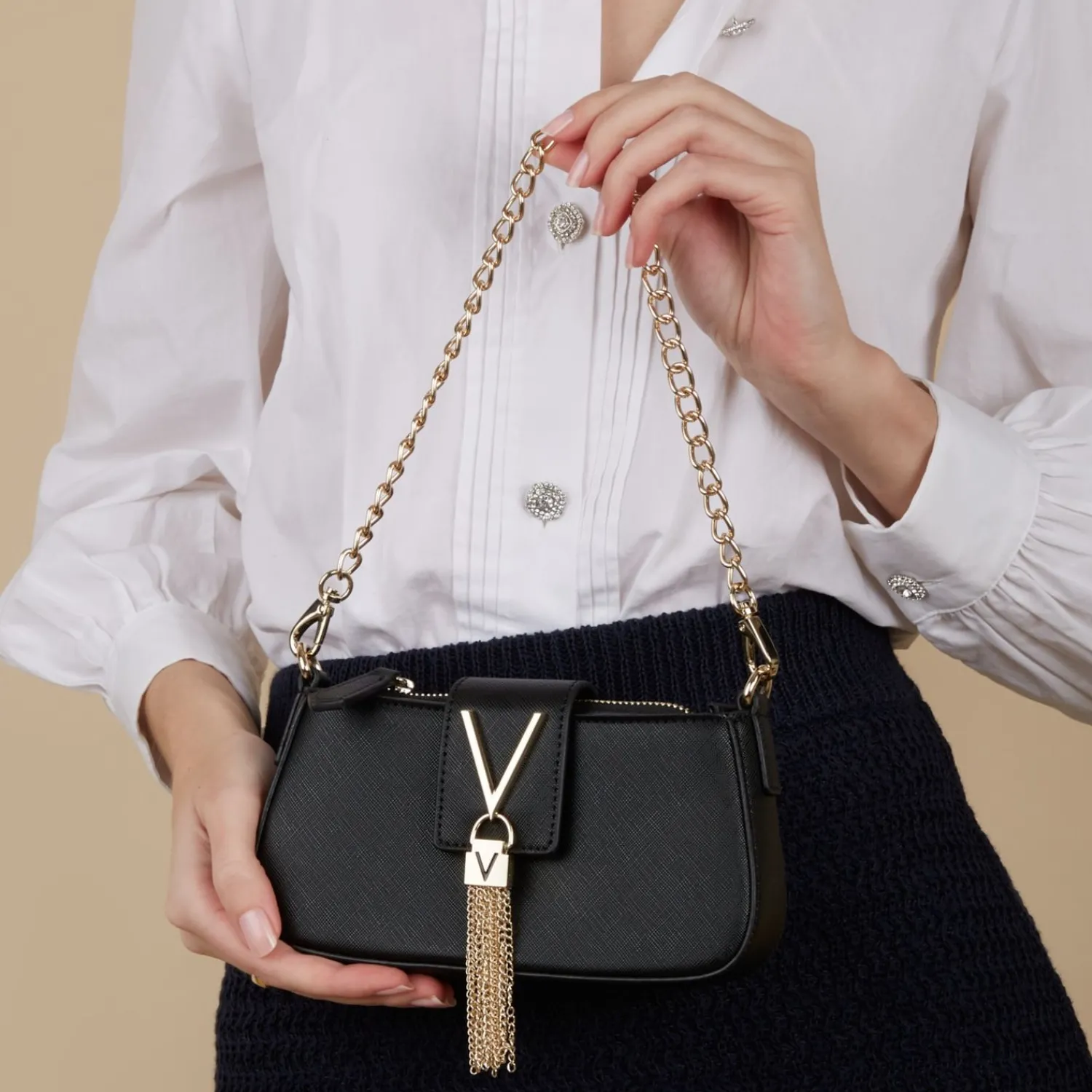 Valentino Bags Divina Dames Crossbodytassen/Handtassen Faux Leeg - Zwart