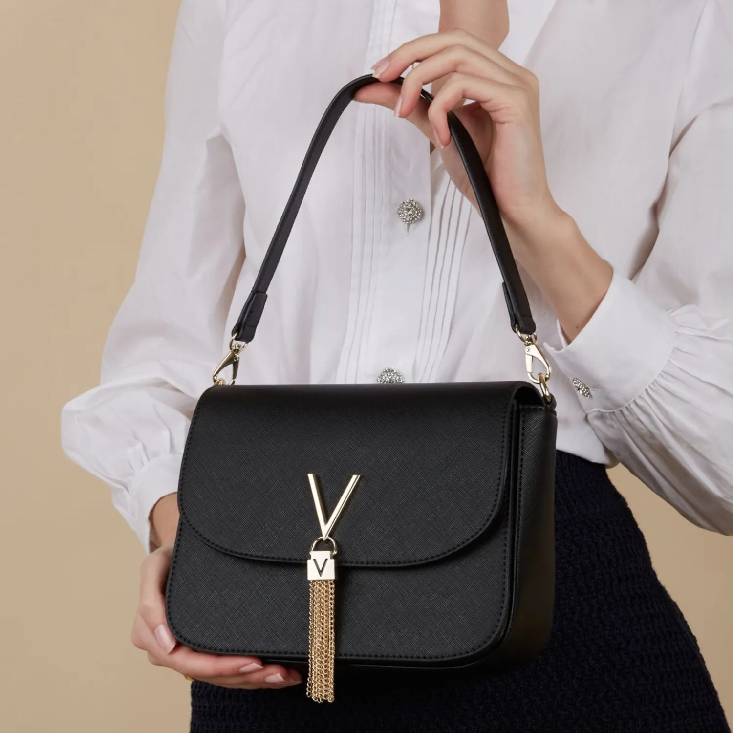 Valentino Bags Divina Dames Crossbodytassen/Handtassen Faux Leeg - Zwart